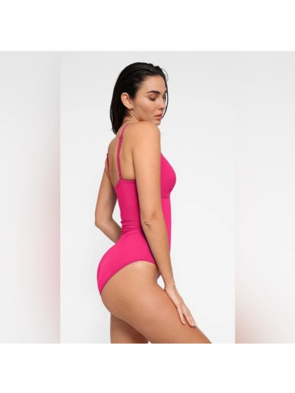 Popilush Women's Black Deep V Shapewear Tummy Control One Piece Swimsuit Size M